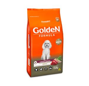 Ração Golden Fórmula Mini Bits Para Cães Adultos de Porte Pequeno Sabor Carne e Arroz 15kg 