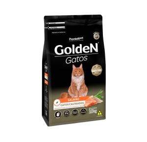 Ração Golden para Gatos Adultos Castrados Sabor Salmão 3kg