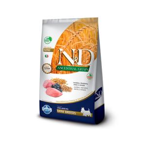 Ração ND para Cães Adultos Raças Mini Ancestral Grain sabor Cordeiro e Blueberry 10.1kg