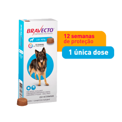 Antipulgas e Carrapatos Bravecto MSD para Cães de 20 a 40 kg 1 comprimido 1000mg