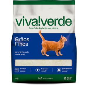 Areia Higiênica Biodegradável Limpeza Plena Viva Verde Grãos Finos-  4 kg