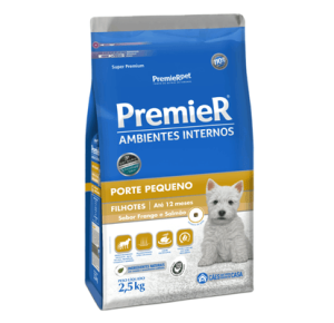 Ração Premier Ambientes Internos Cães Filhotes Raças Pequenas  Frango e Salmão -  2.5kg