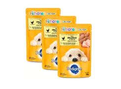 Kit 3 Ração Úmida Para Cachorro Pedigree Filhote Sabor Frango Ao Molho Sachê 100g