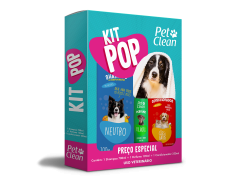 Kit para Banho Cães e Gatos  Pop Pet Clean Shampoo, Condicionador e Perfume