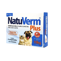 Vermífugo Natu Verm Plus 660mg com 4 Comprimidos para cães e gatos