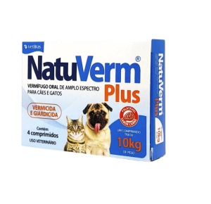 Vermífugo Natu Verm Plus 660mg com 4 Comprimidos para cães e gatos